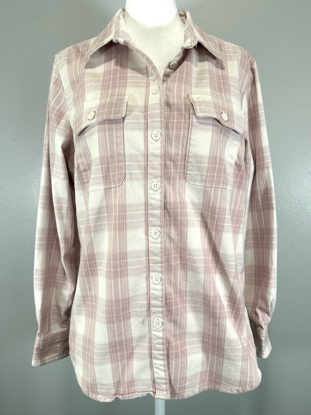 Ridgecut Women's Mauve Cream Plaid Flannet Shirt heavyweight ridgecut workwear L